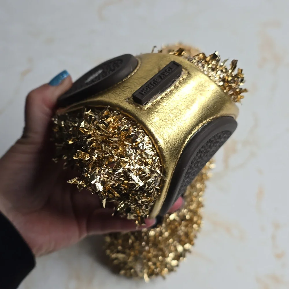 Tory Burch Minnie Gold Women's Shoes Size 6 New Without Box